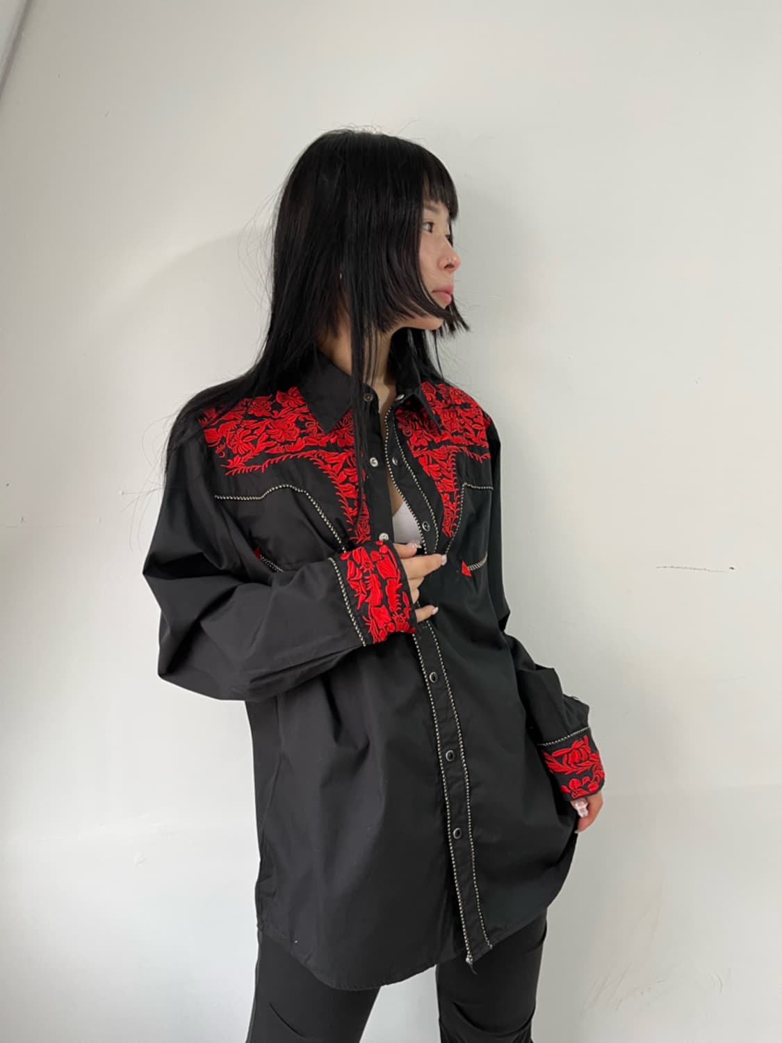 자수 디테일 웨스턴 셔츠 상품이미지2