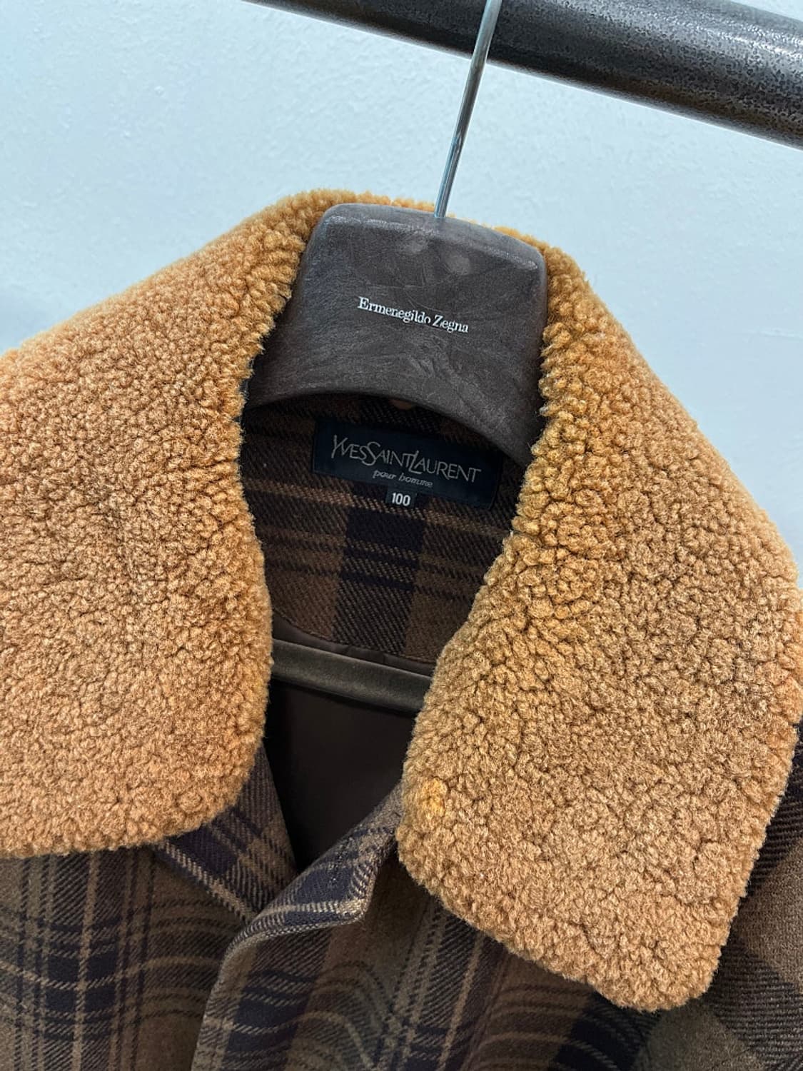 100) 입생로랑 시어링 체크 울코트  상품이미지5