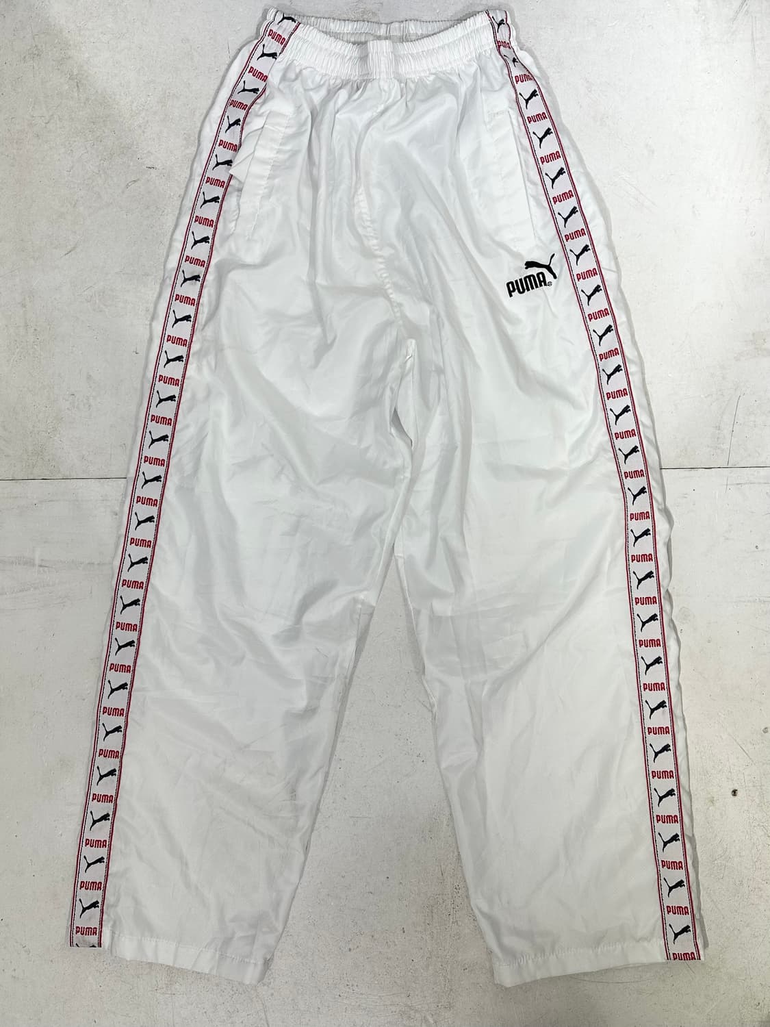 푸마 화이트 와이드 로고 사이드 라인 트랙 팬츠 댄스 추리닝 바지 상품이미지4