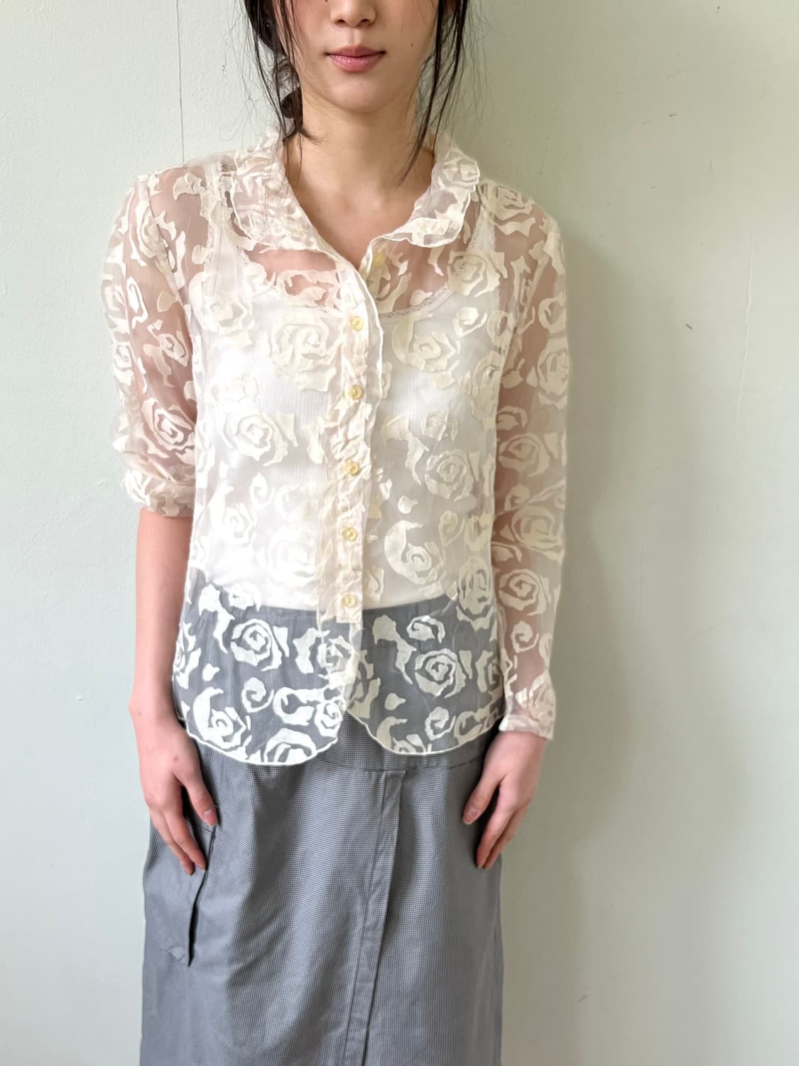 EARTHY MODE 시스루 셔츠 상품이미지3