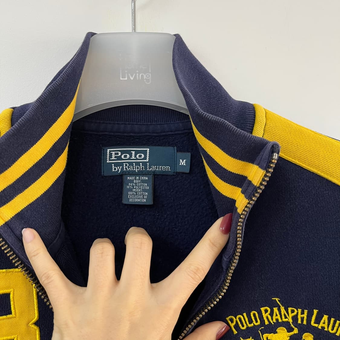폴로 랄프로렌 빅포니 네이비 옐로우 코튼 집업 자켓 상품이미지5