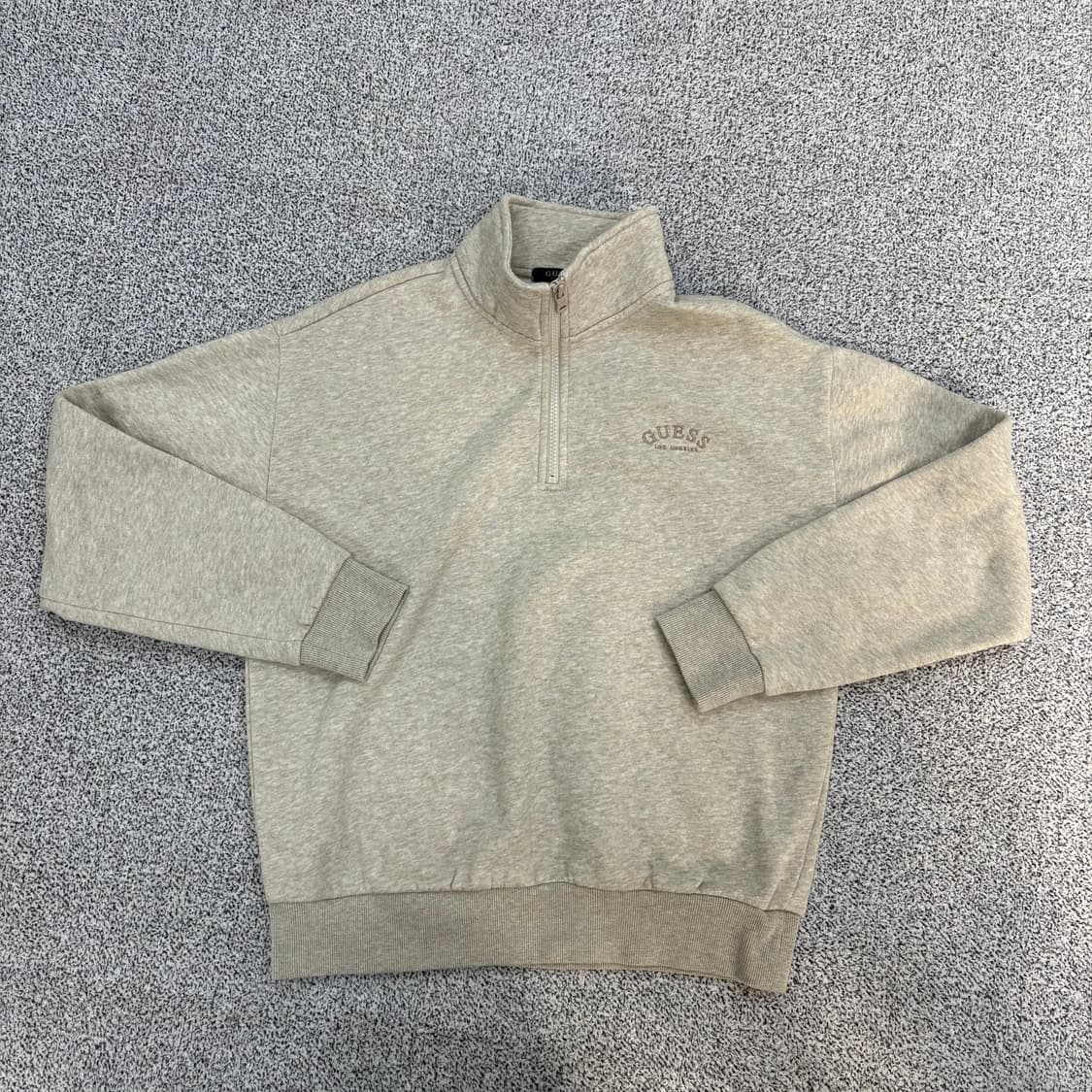 실측 게스 기모 오트밀 반집업 맨투맨 0303J 상품이미지1