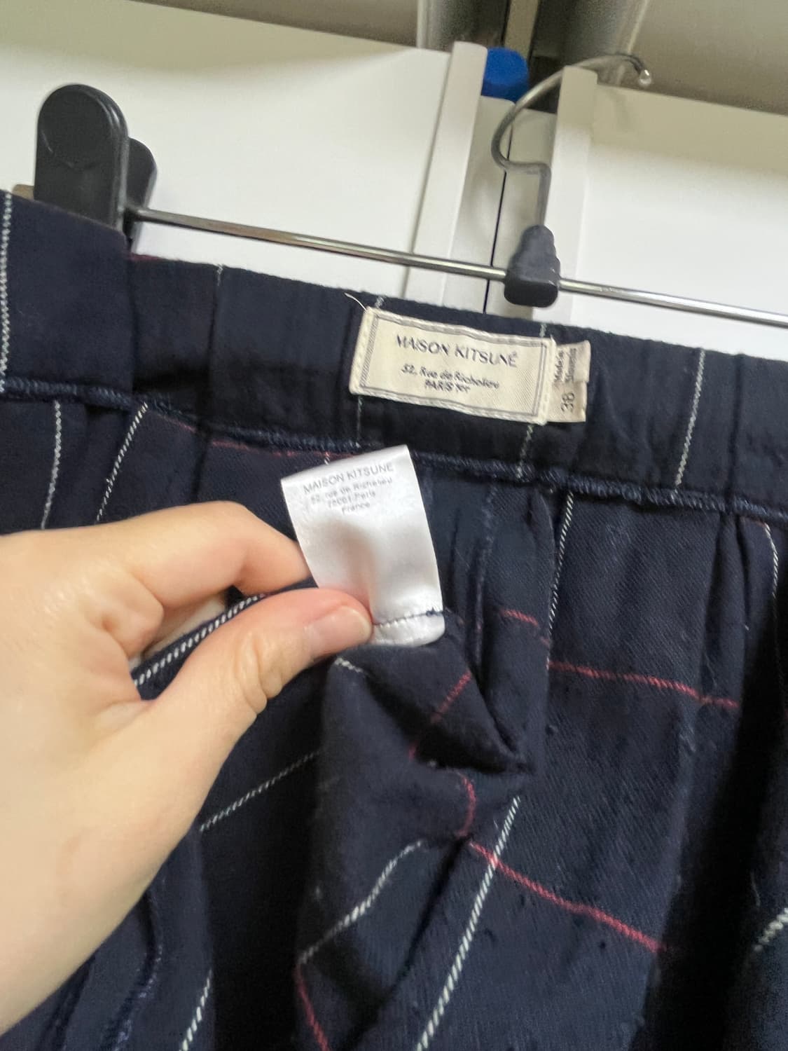메종키츠네 네이비 체크 랩 스커트 36 상품이미지4