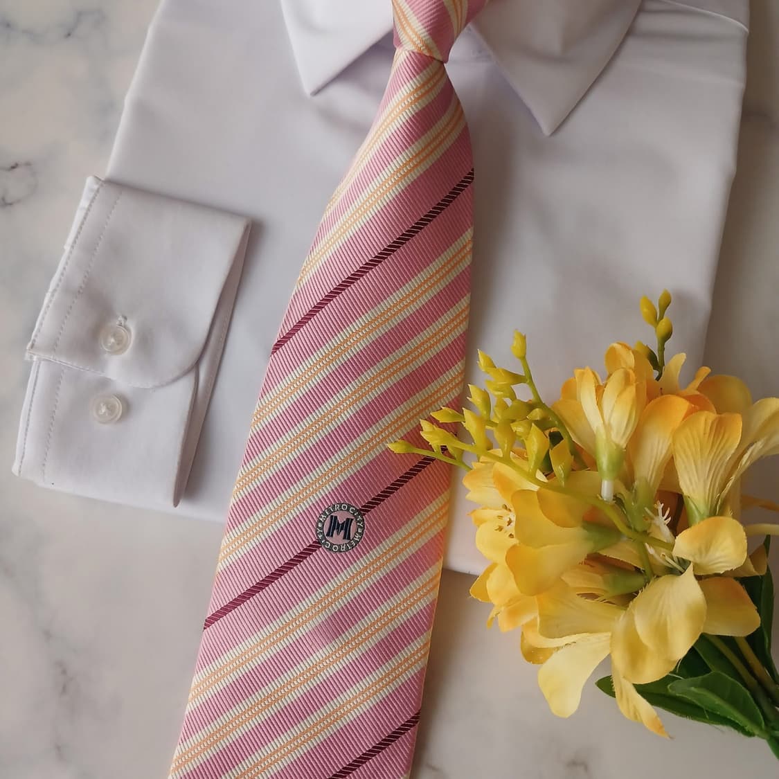 메트로시티 실크 핑크 스트라이프 넥타이 9.6cm A등급 A19297
 상품이미지4