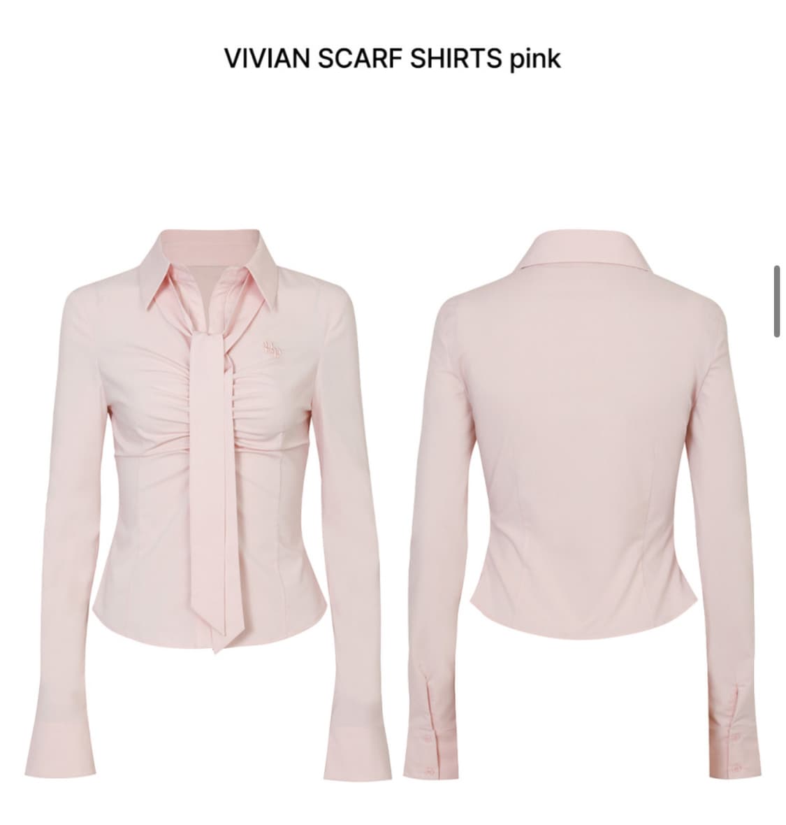 당일배송/미시착새상품) 페인오어플레져 비비안 스카프 셔츠 핑크 상품이미지2