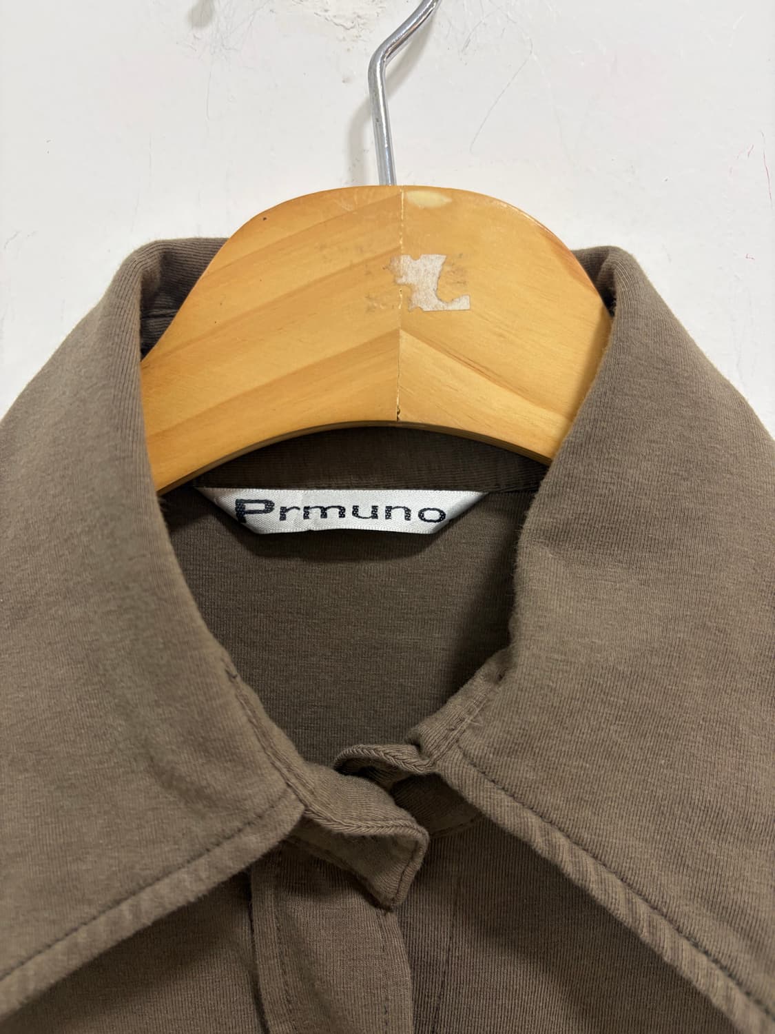 y2k Prmuno 카키 면 셔츠 상품이미지6