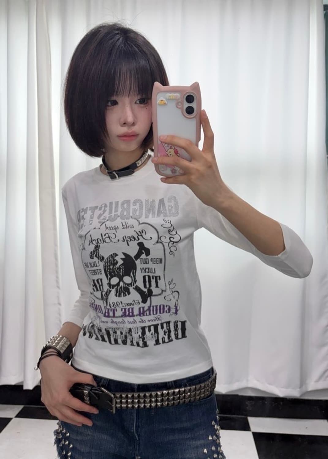 🎸스컬 프린팅 화이트 티셔츠🎸 상품이미지1