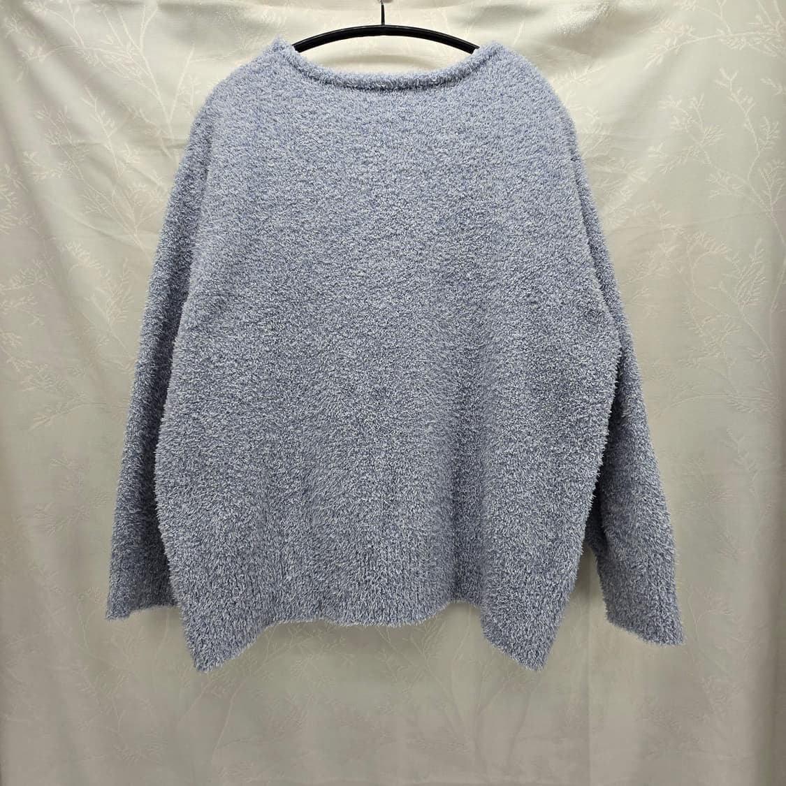 GU 리본 패턴 털실 니트 스웨터 하늘색 상품이미지3