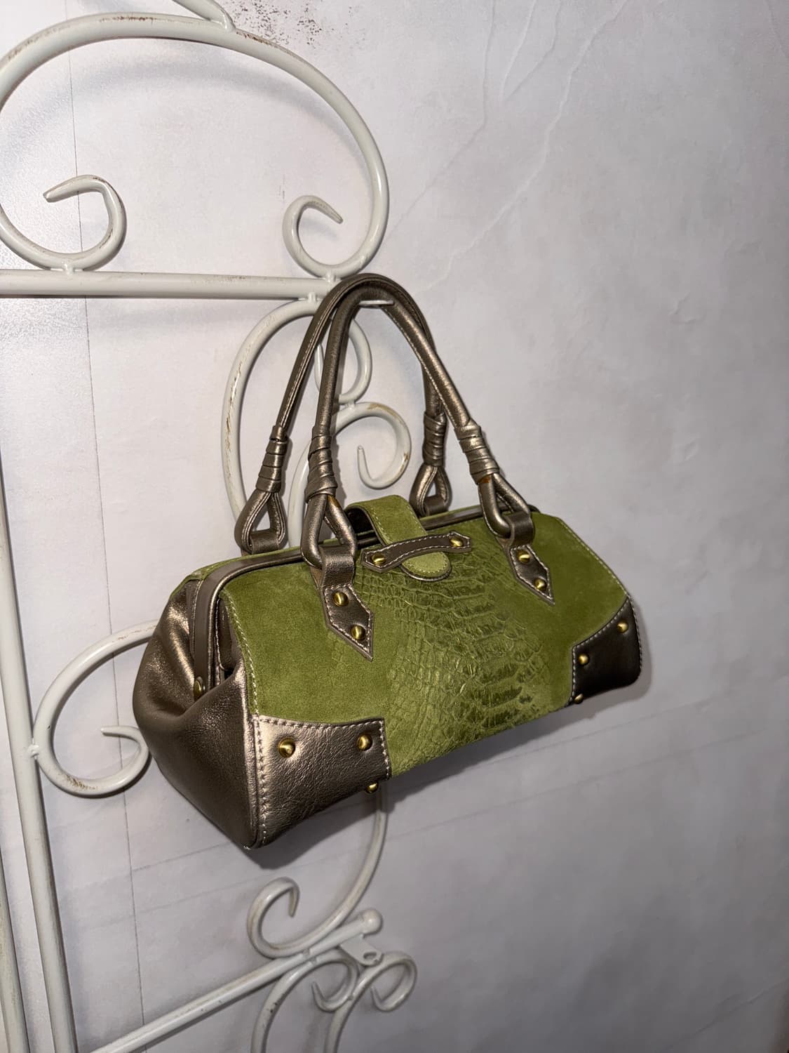 Khaki gold suede python mini 숄더백 상품이미지2