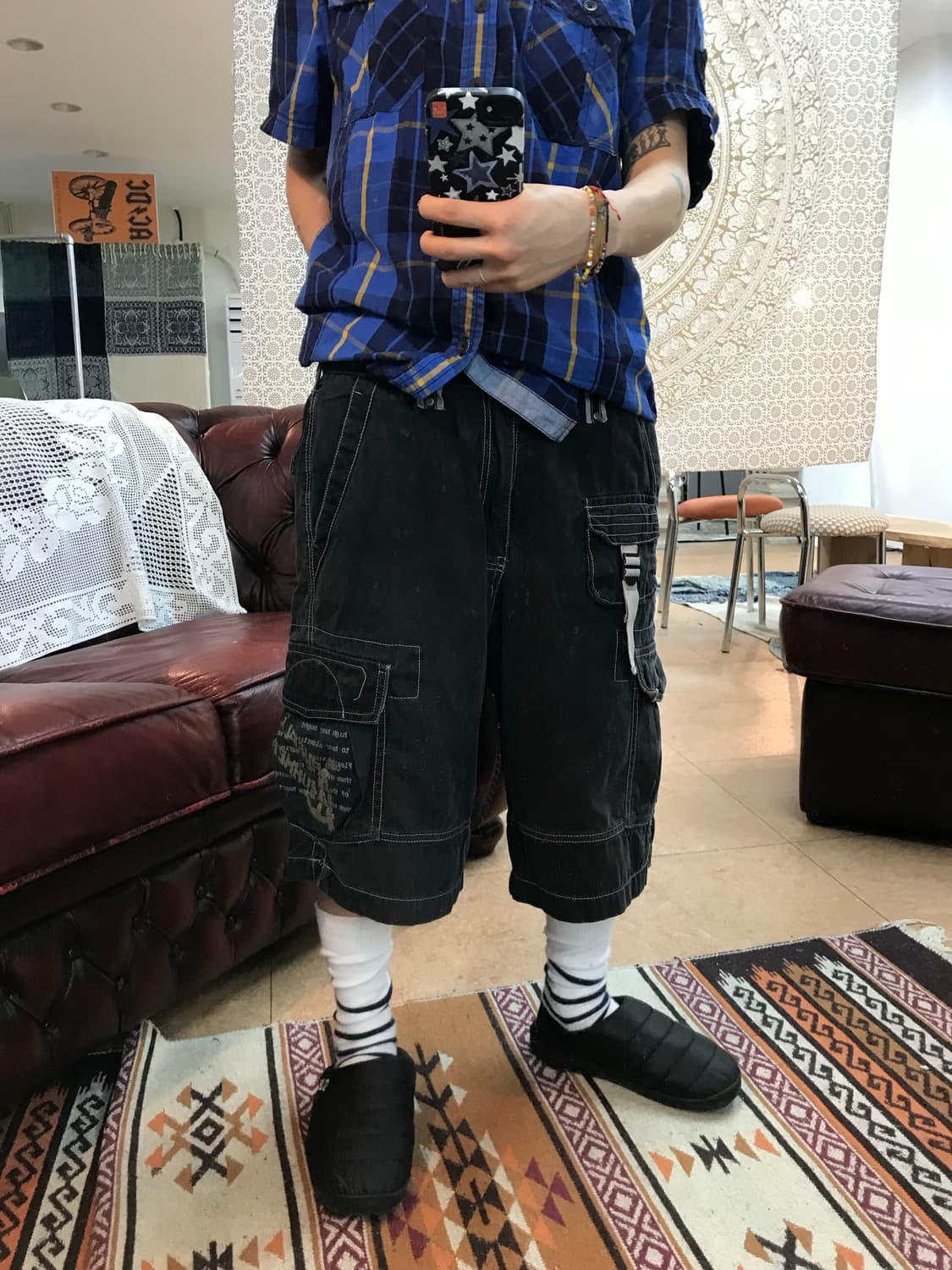 Purple 빈티지 프린팅 카고 반바지  상품이미지1