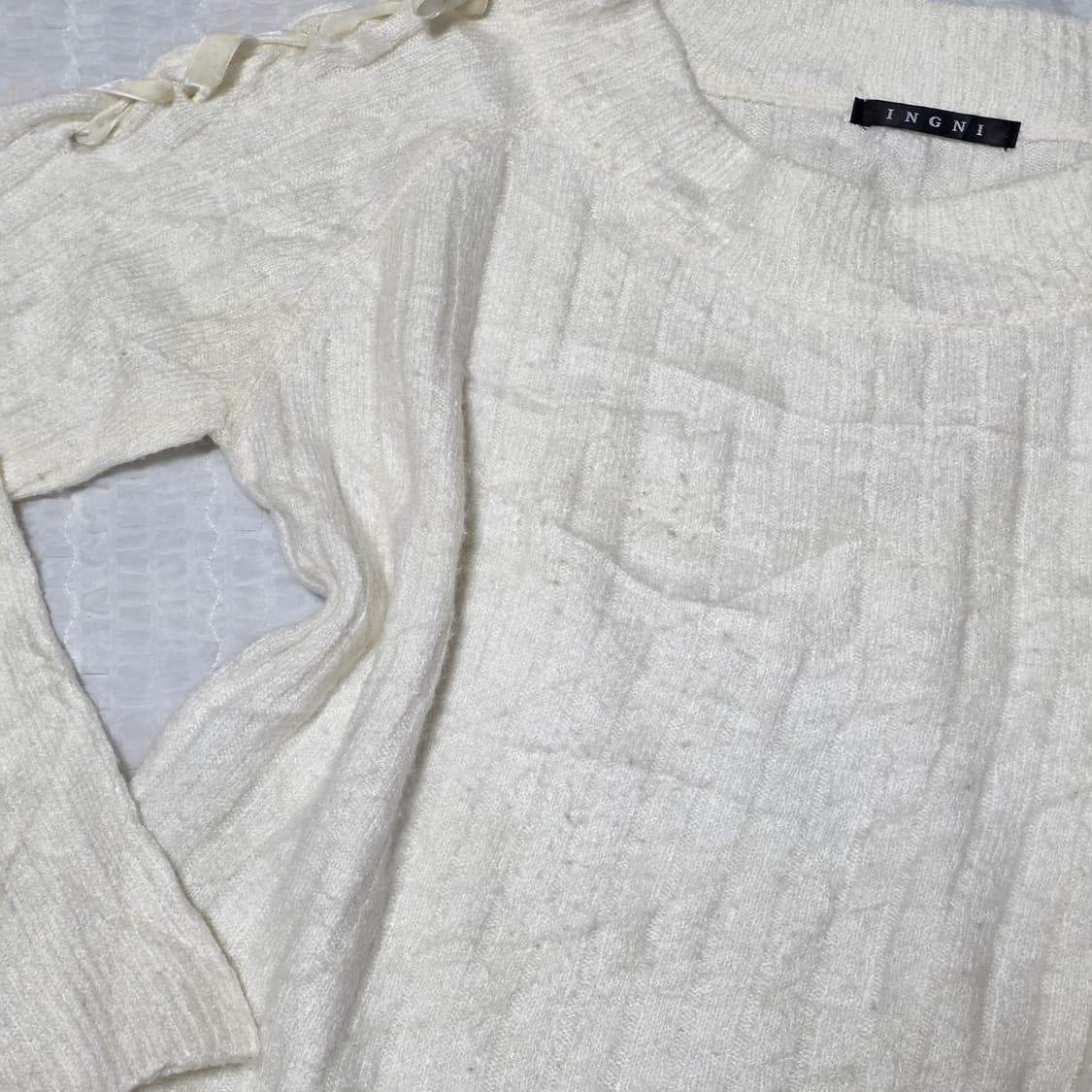 INGNI 일본빈티지)숄더리본포인트 아이보리 로맨틱 모리걸 니트 상품이미지5