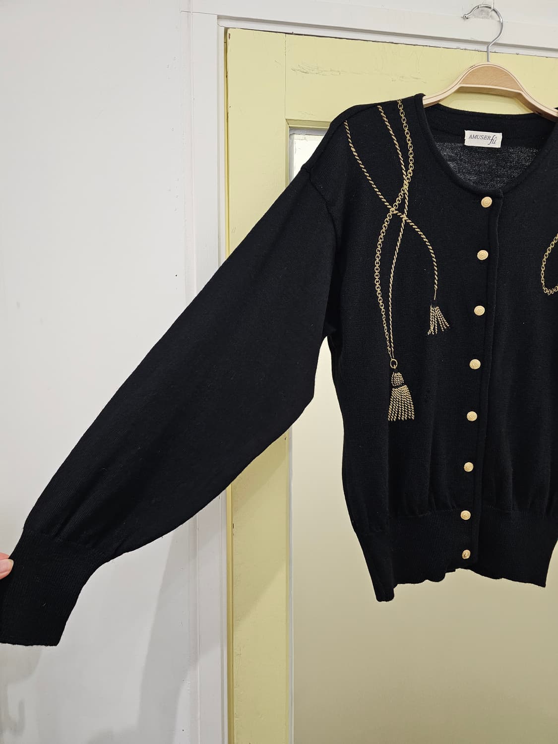 Amused fu 블랙&골드 울 가디건 상품이미지2