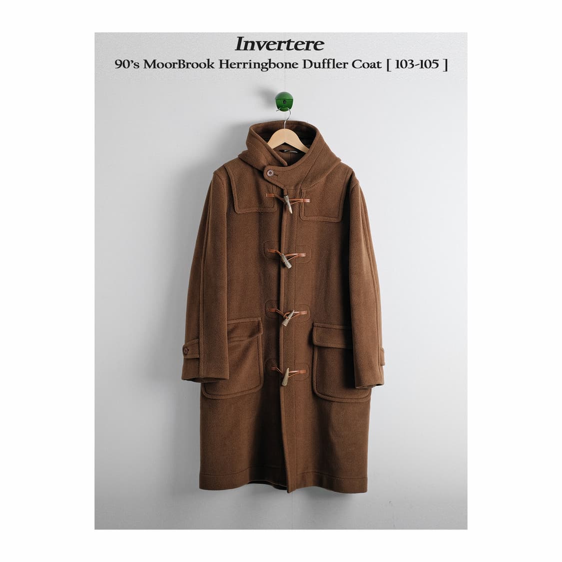 인버티어 90s MoorBrook 헤링본 울 더플코트 103-105사이즈 상품이미지1