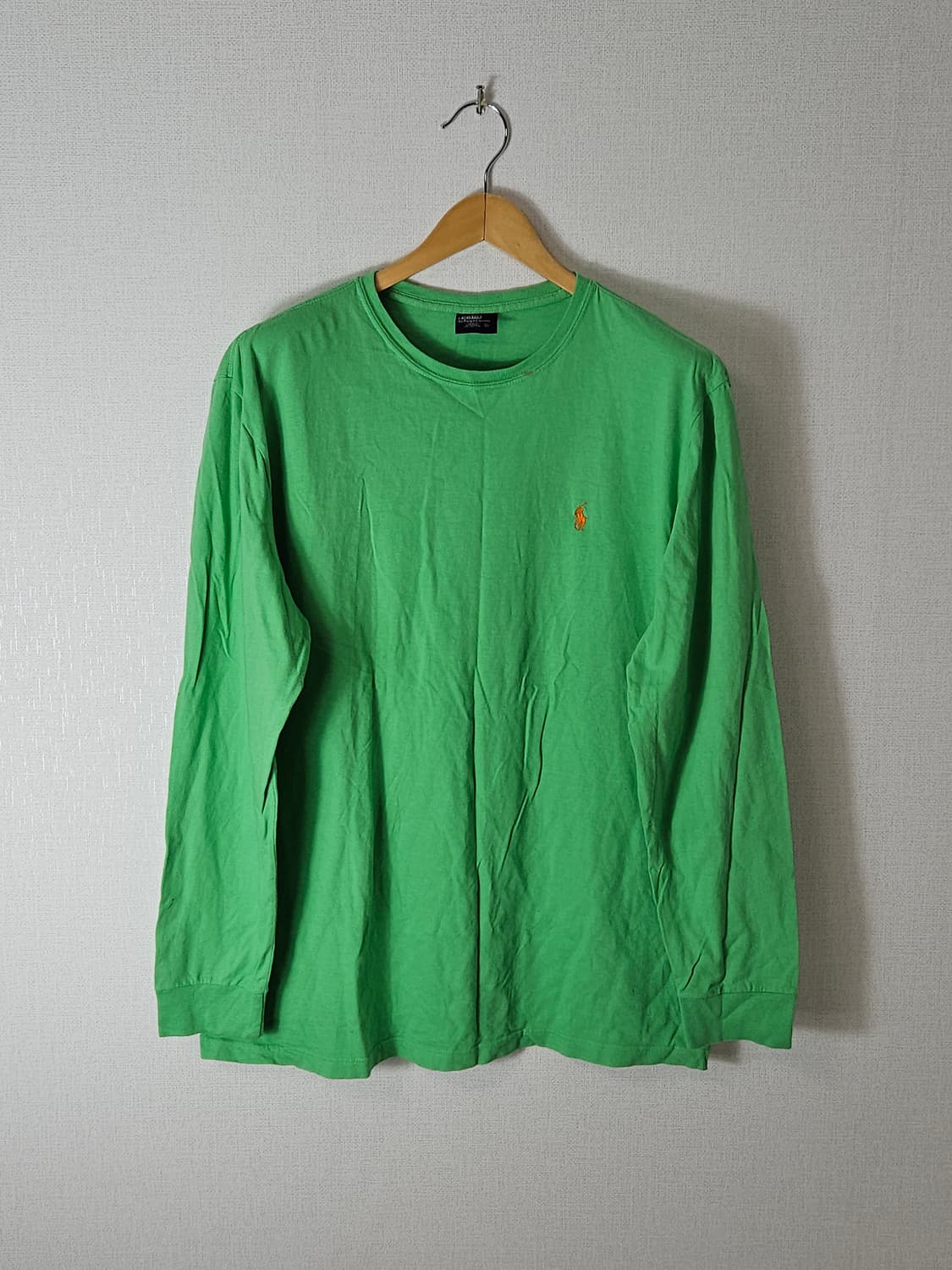 90s 폴로 랄프로렌 롱슬리브 긴팔티셔츠 오렌지 포니 빈티지 L 상품이미지1