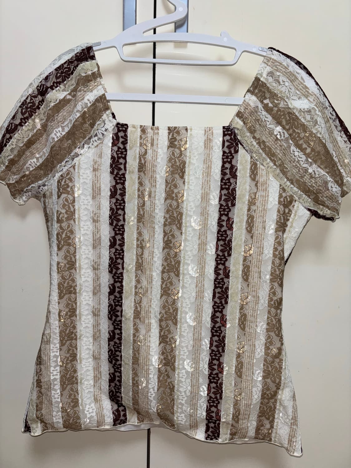 빈티지 브라운 레이스 투웨이 블라우스 상품이미지2