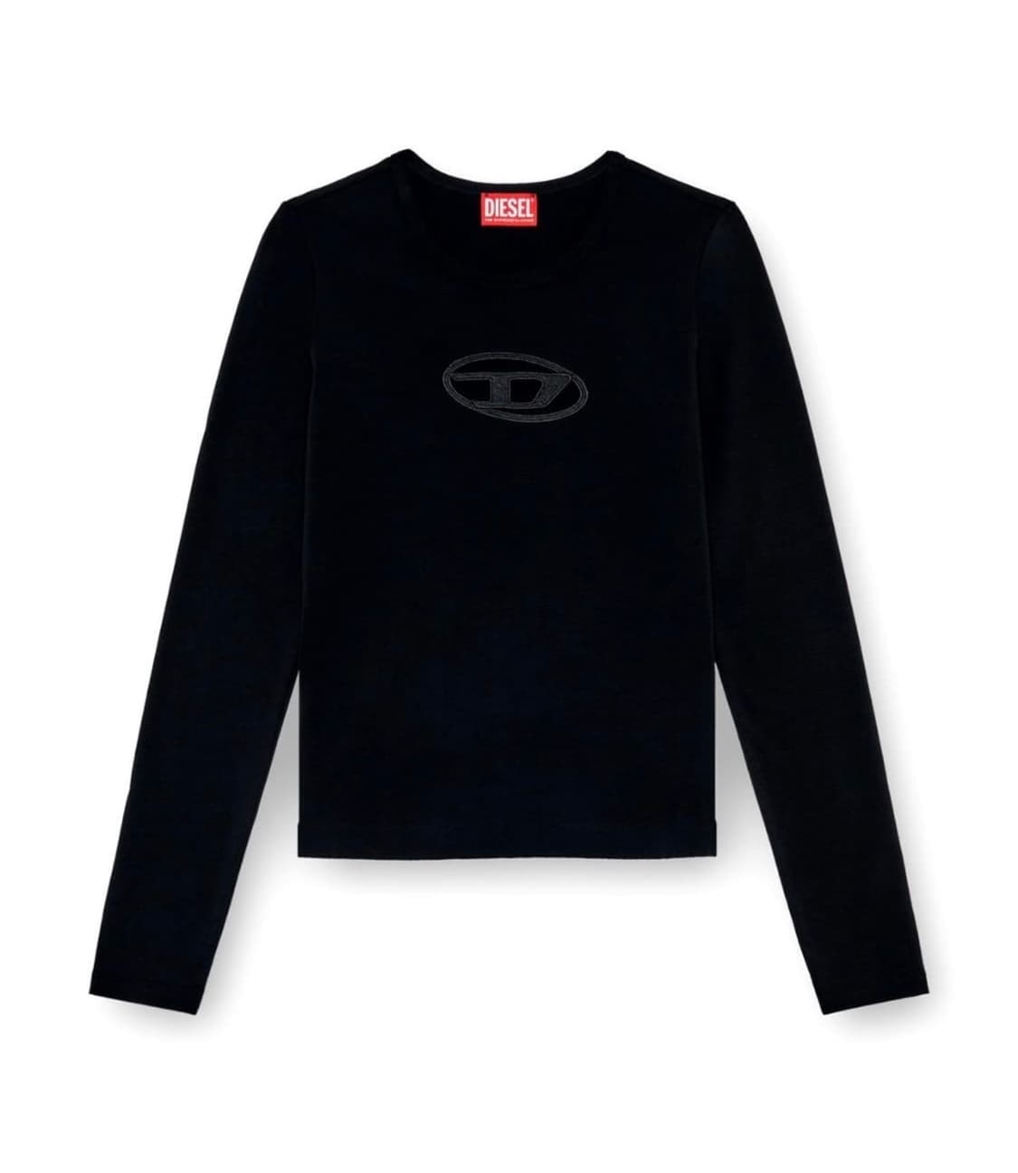 디젤 컷아웃 로고 슬리브 긴팔 티셔츠 블랙 상품이미지2