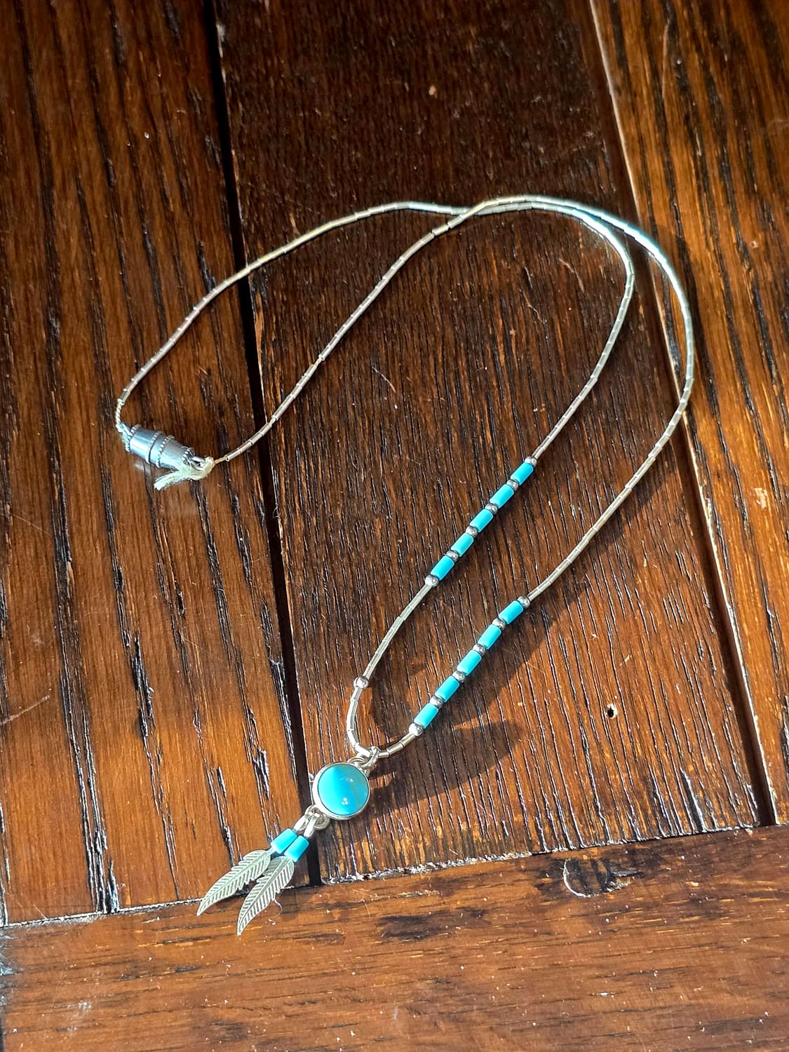 🇺🇸네이티브 아메리칸 실버 터키석 깃털 목걸이 상품이미지4