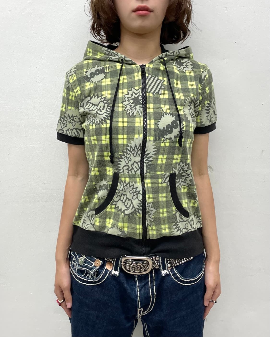 Horseballoon  Checkered Hoodie T-shirt 상품이미지2
