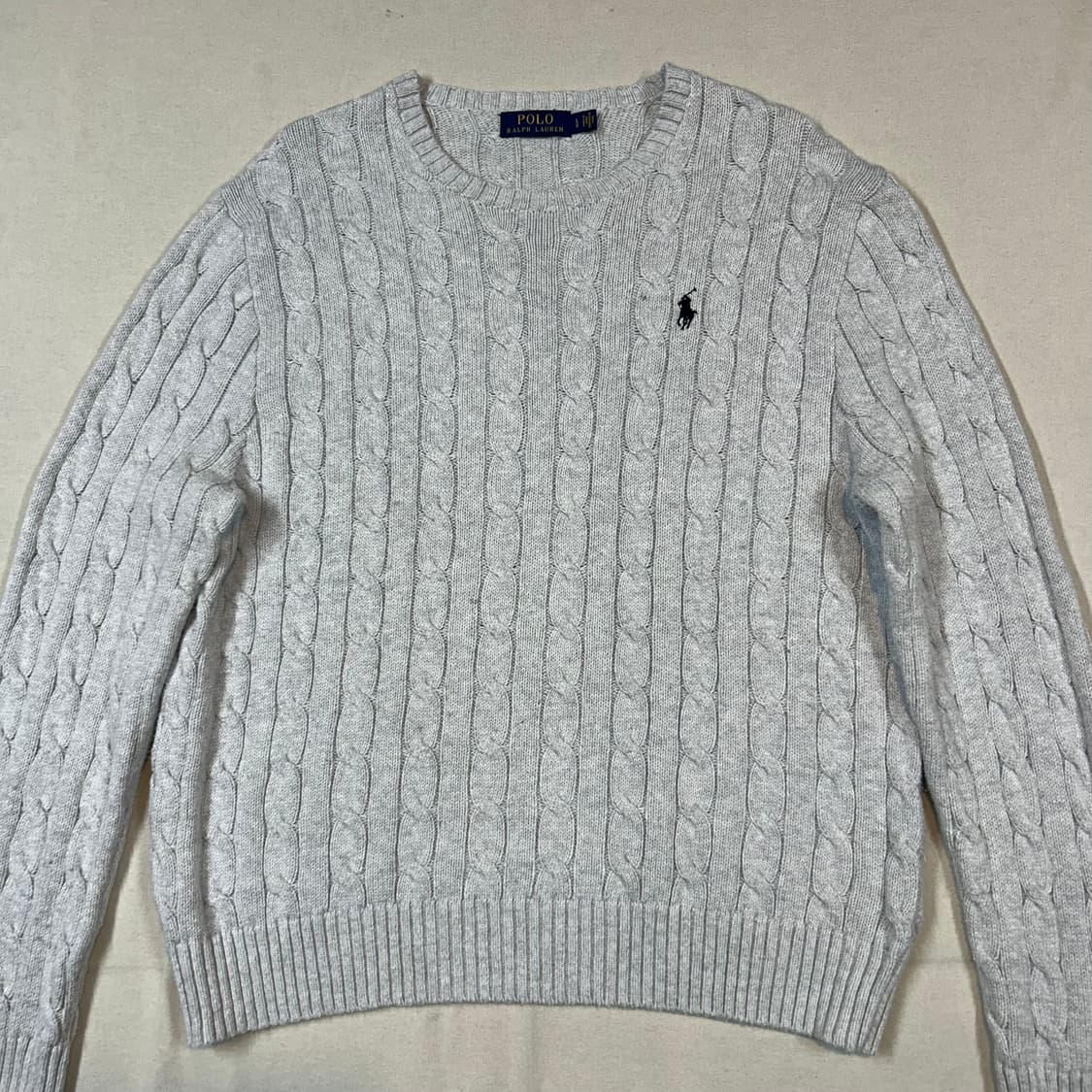 L) 폴로 랄프로렌 코튼 케이블 꽈배기 라운드넥 니트 상품이미지2