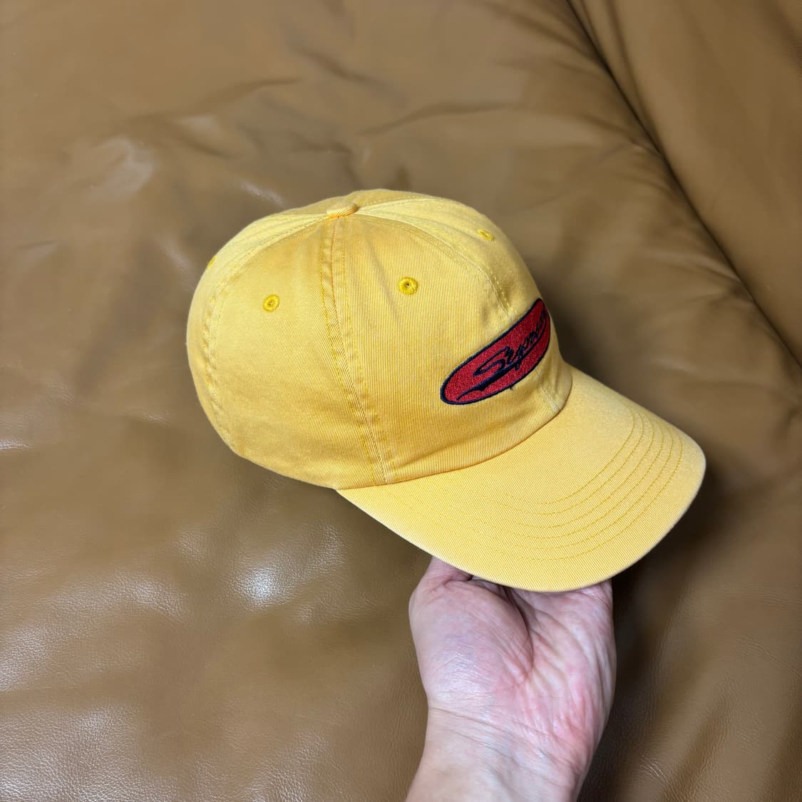 Supreme 슈프림 23ss 오발 워시드 오렌지 옐로 6패널 볼캡 모자 상품이미지4