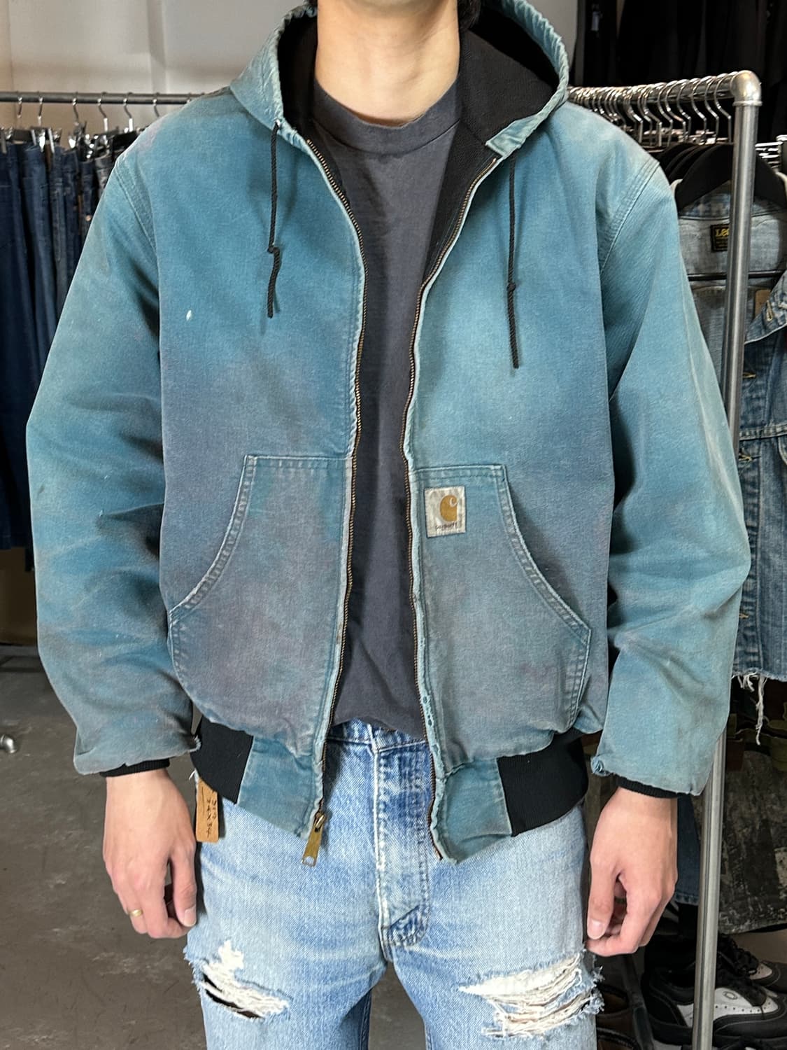 90's OG USA 칼하트 JR455 액티브 자켓 칼하트 아쿠아 상품이미지3