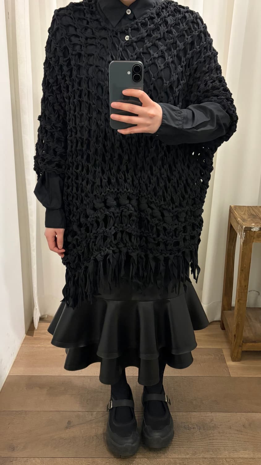 Net Crochet Poncho Knit 상품이미지3