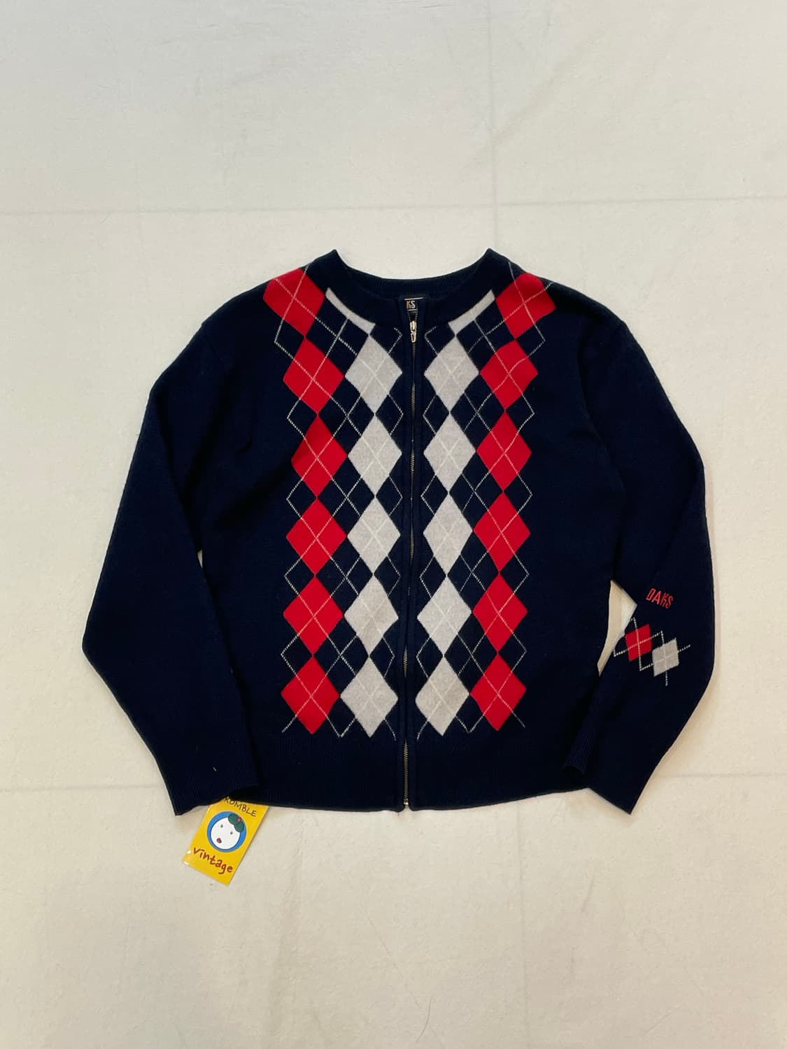 90s 닥스 아가일체크 니트집업 상품이미지1