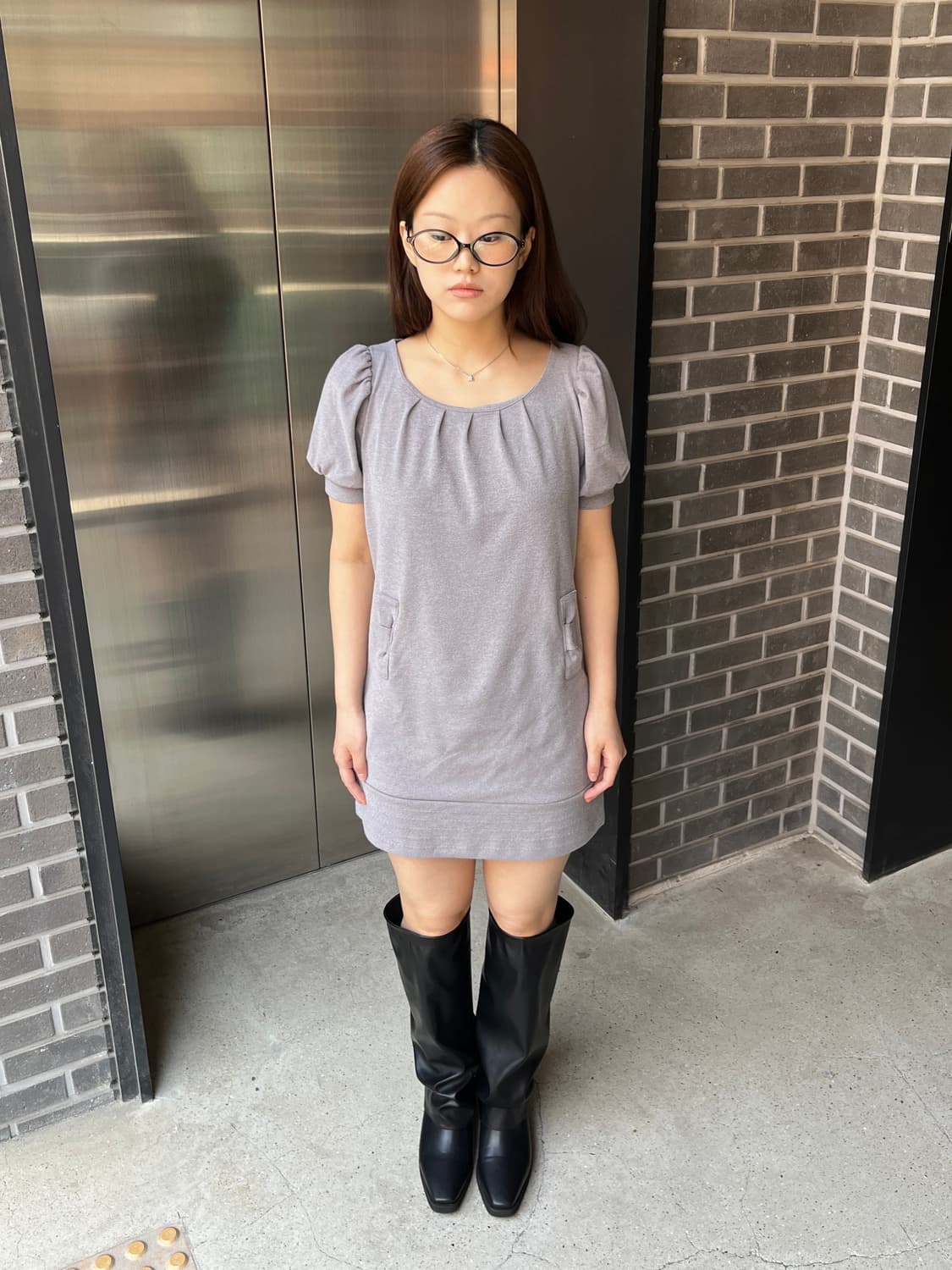 Chrif 리본 장식 원피스 그레이 상품이미지3