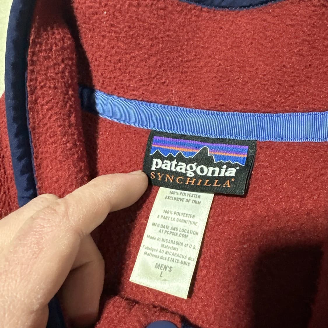 10s 니카라과 파타고니아 신칠라 스냅-T 레드 네이비 상품이미지3
