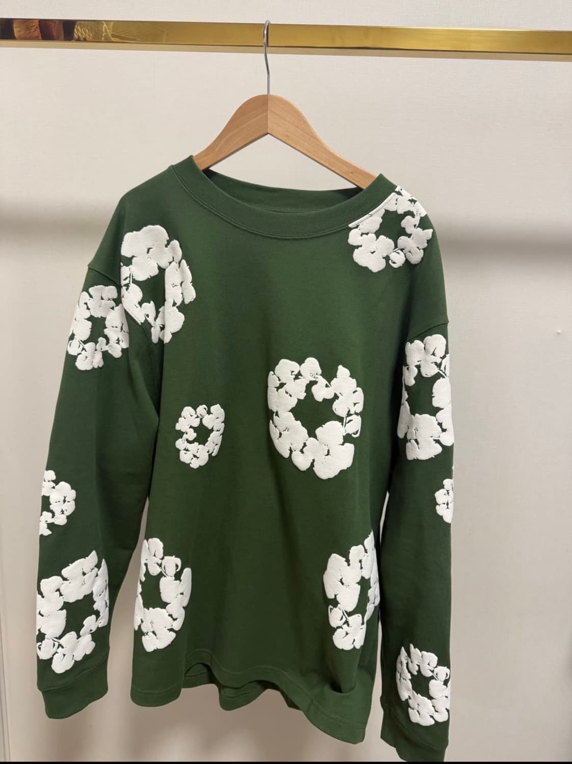 데님티어스 롱슬리브 코튼 리스 티셔츠 그린 상품이미지1