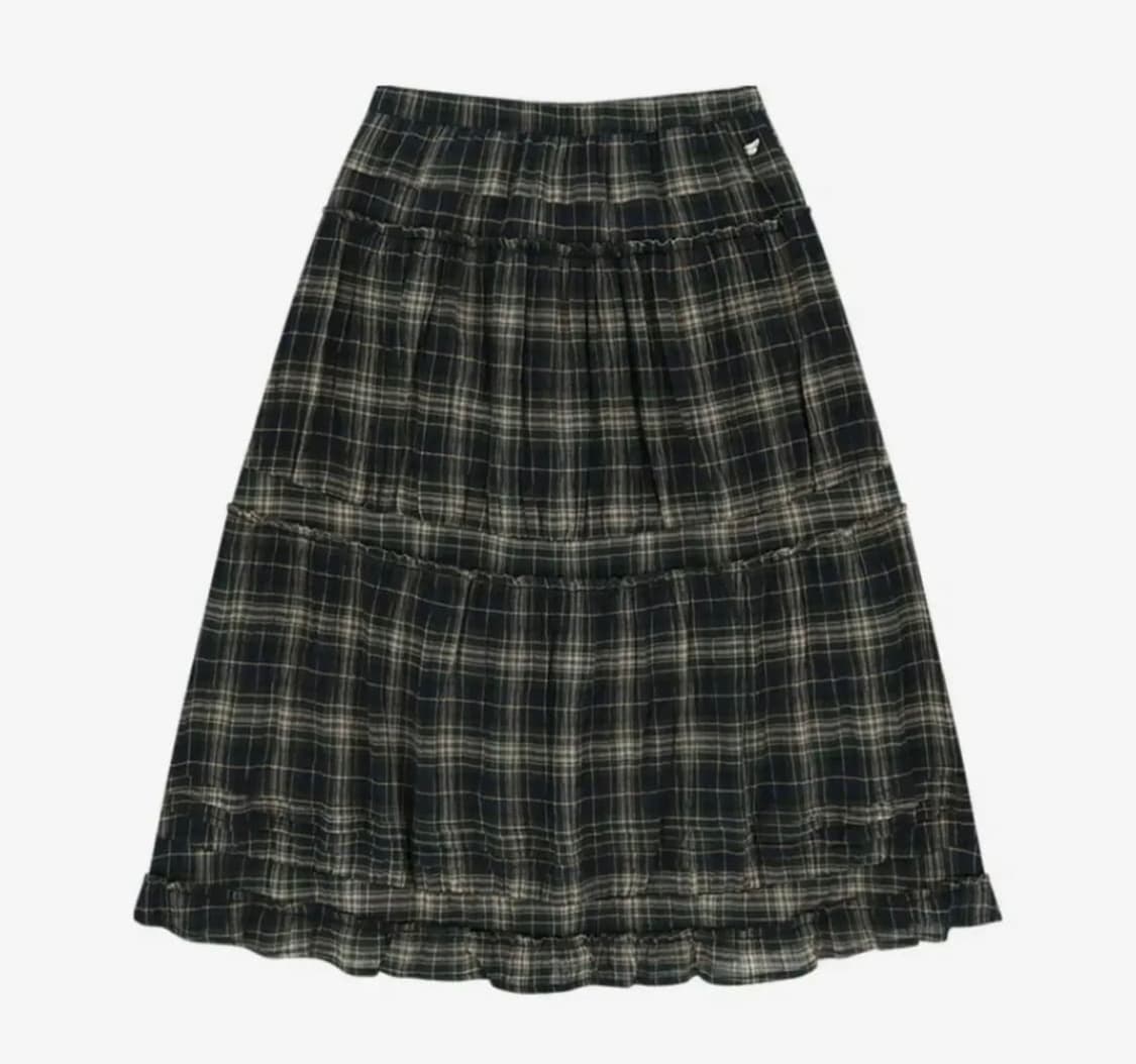 코이세이오 셔링 미디 스커트 체크 2사이즈 상품이미지1