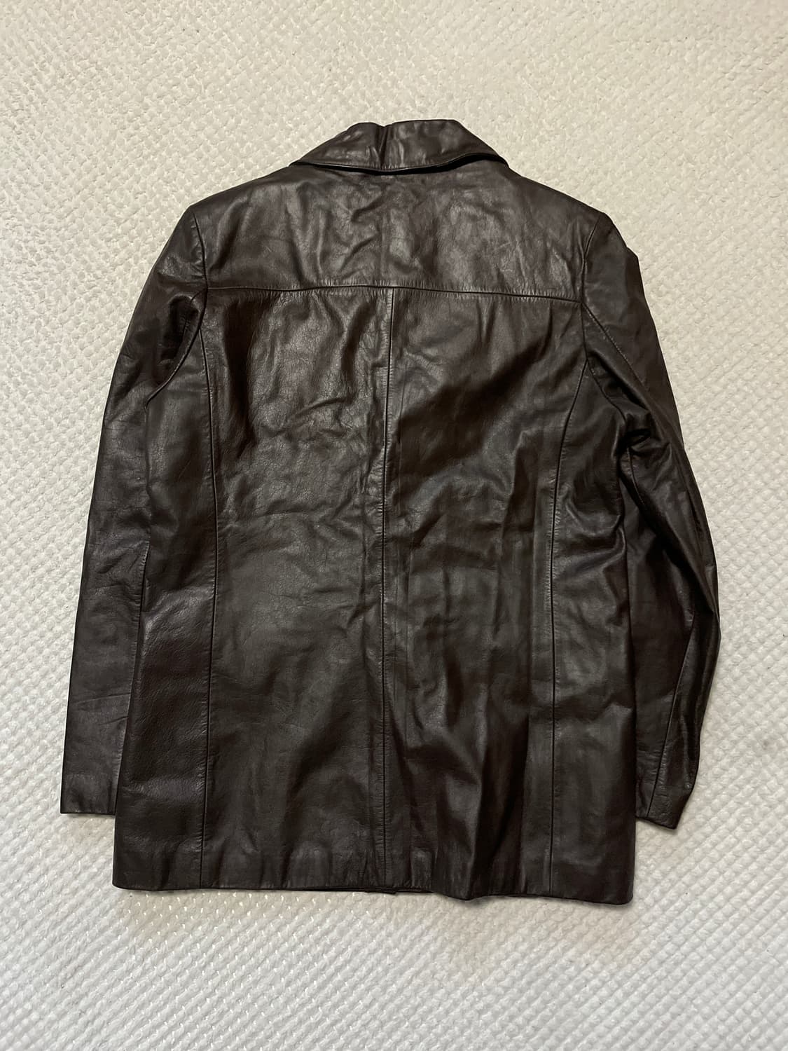 광희시장 웨스턴 무드 카우하이드 소가죽 레더 카 코트 다크 브라운 상품이미지2