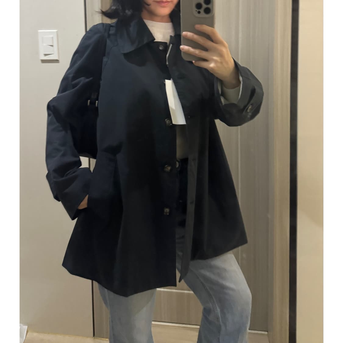 하네 발마칸 하프 트렌치 코트  (네이비 ) 상품이미지1