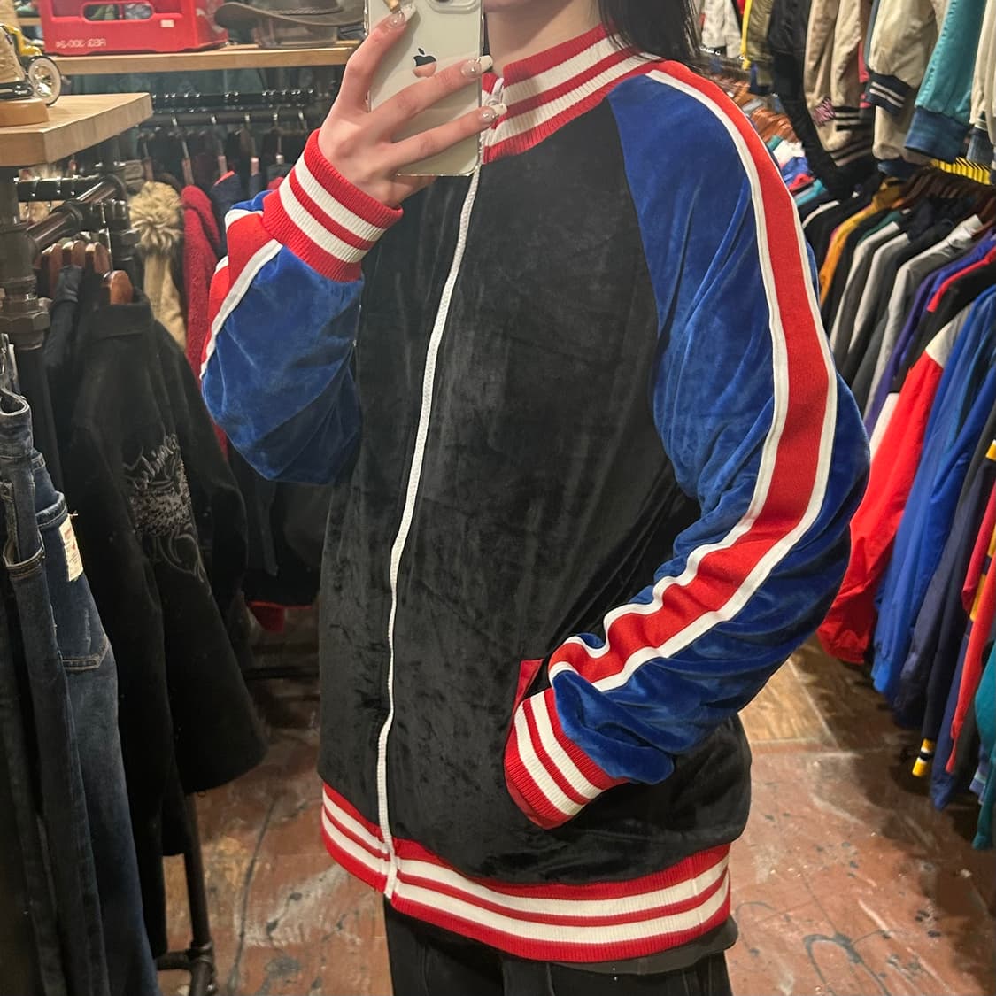 [HI] VTG 벨벳 져지 블랙&블루  상품이미지4