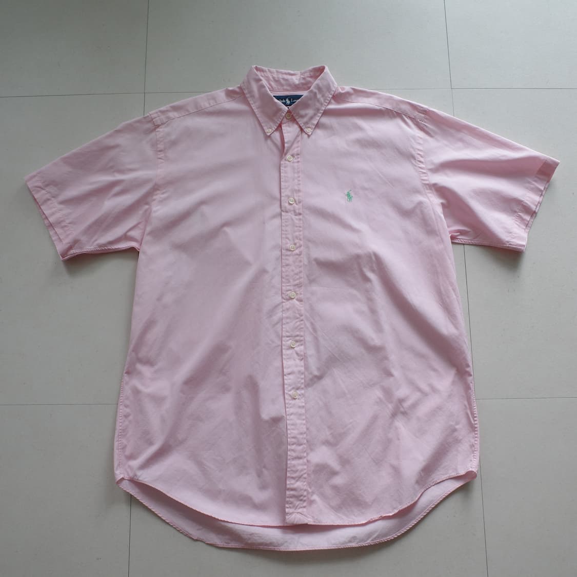 90s 폴로 랄프로렌 블레이크 반팔 핑크 셔츠 (L) 상품이미지1