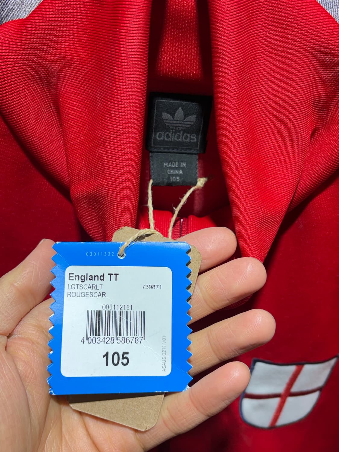 (새상품) XL 아디다스 파이어버드 잉글랜드 빅로고 레드 트랙탑 상품이미지7