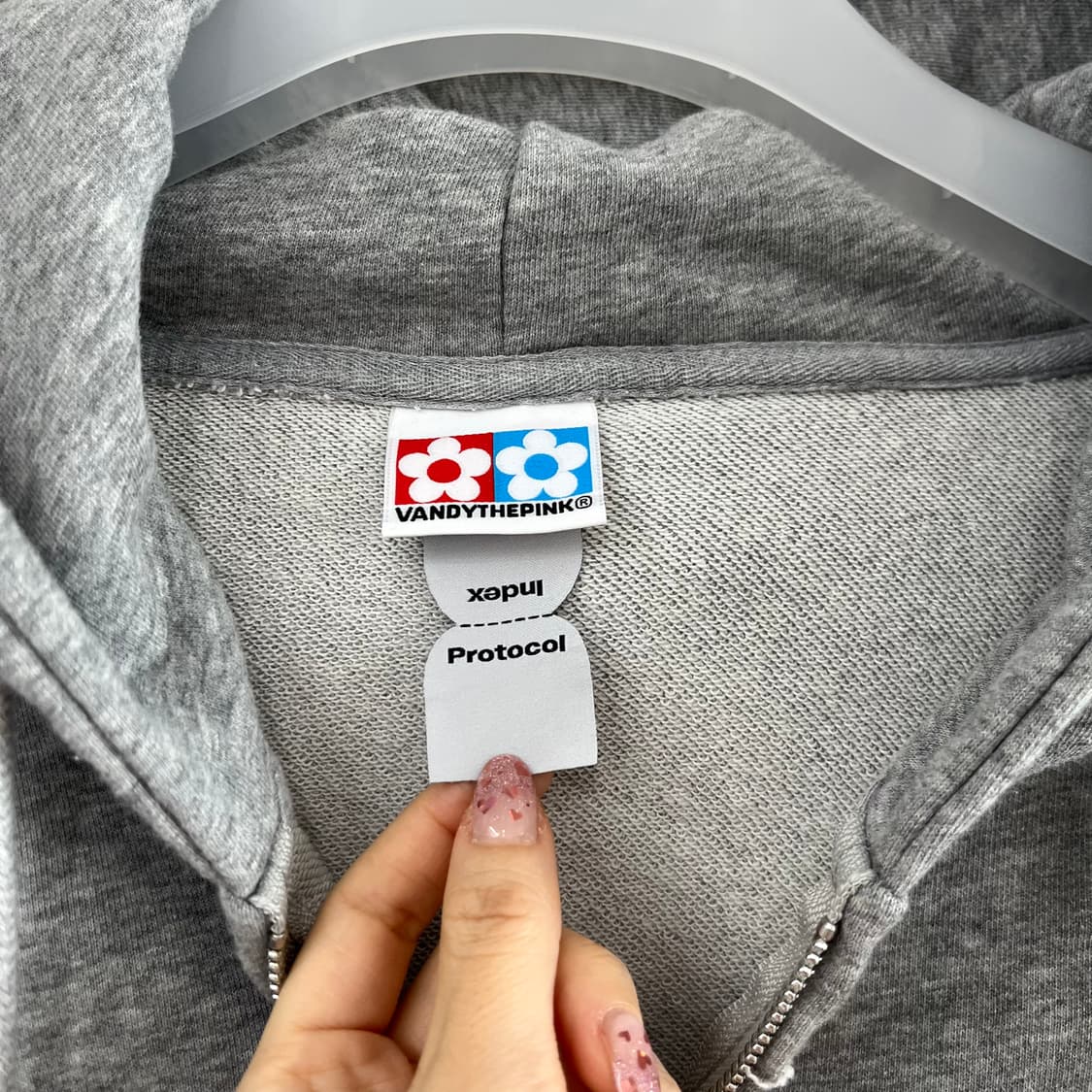 (새상품) 프로토콜 인덱스 x 반디 더 핑크 리컨스트럭티드 후드집업 상품이미지9