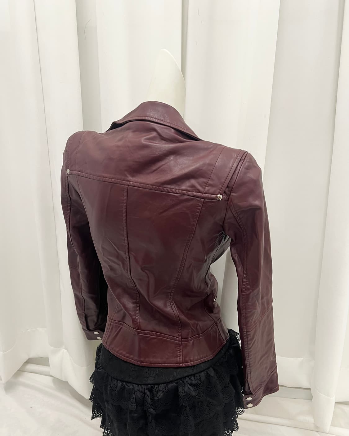 버건디 레더 자켓 상품이미지5