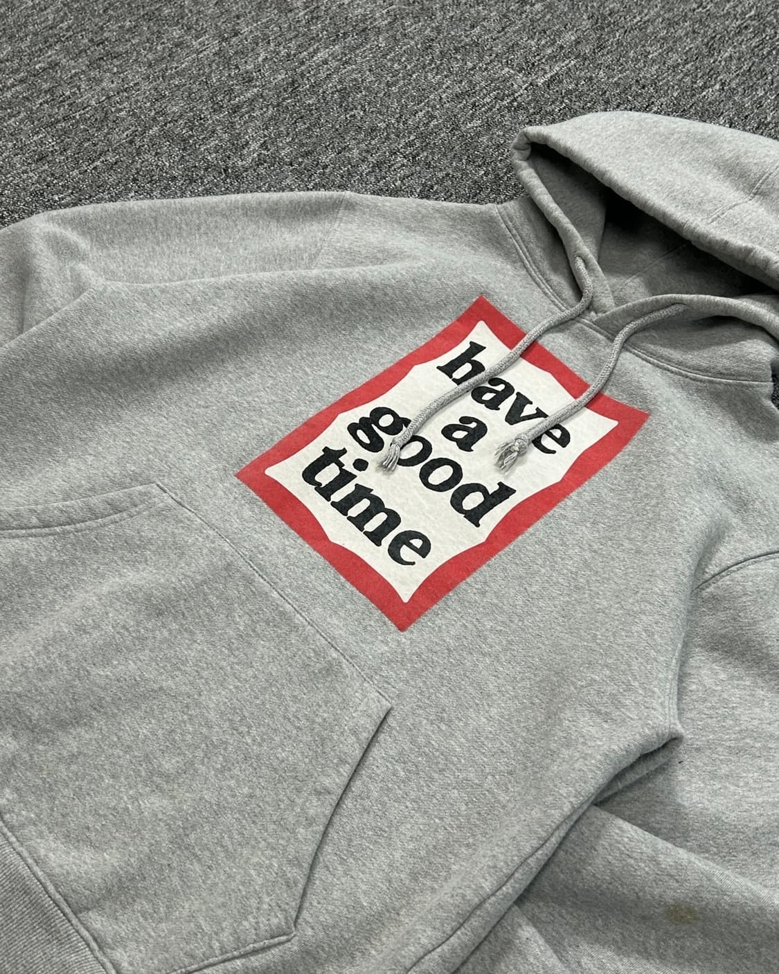 헤브어굿타임 그레이 빅로고 후드티  상품이미지2