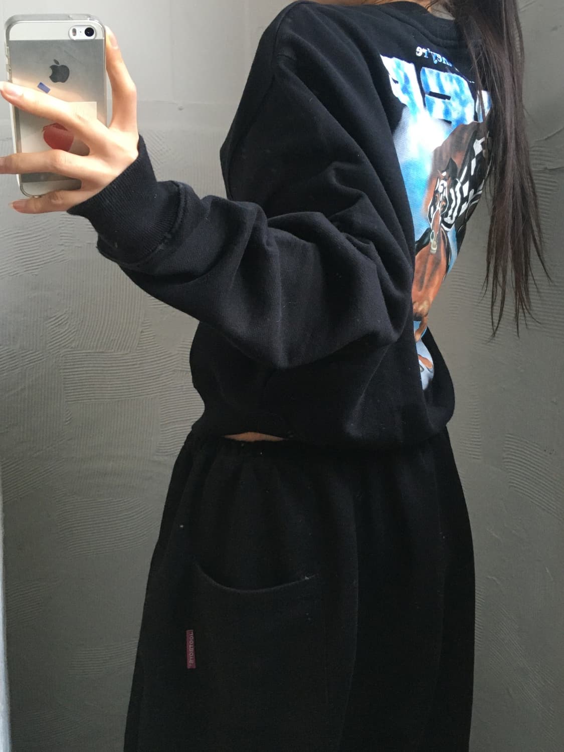 Off White 오프화이트 블랙 레이싱 크롭 맨투맨 상품이미지2