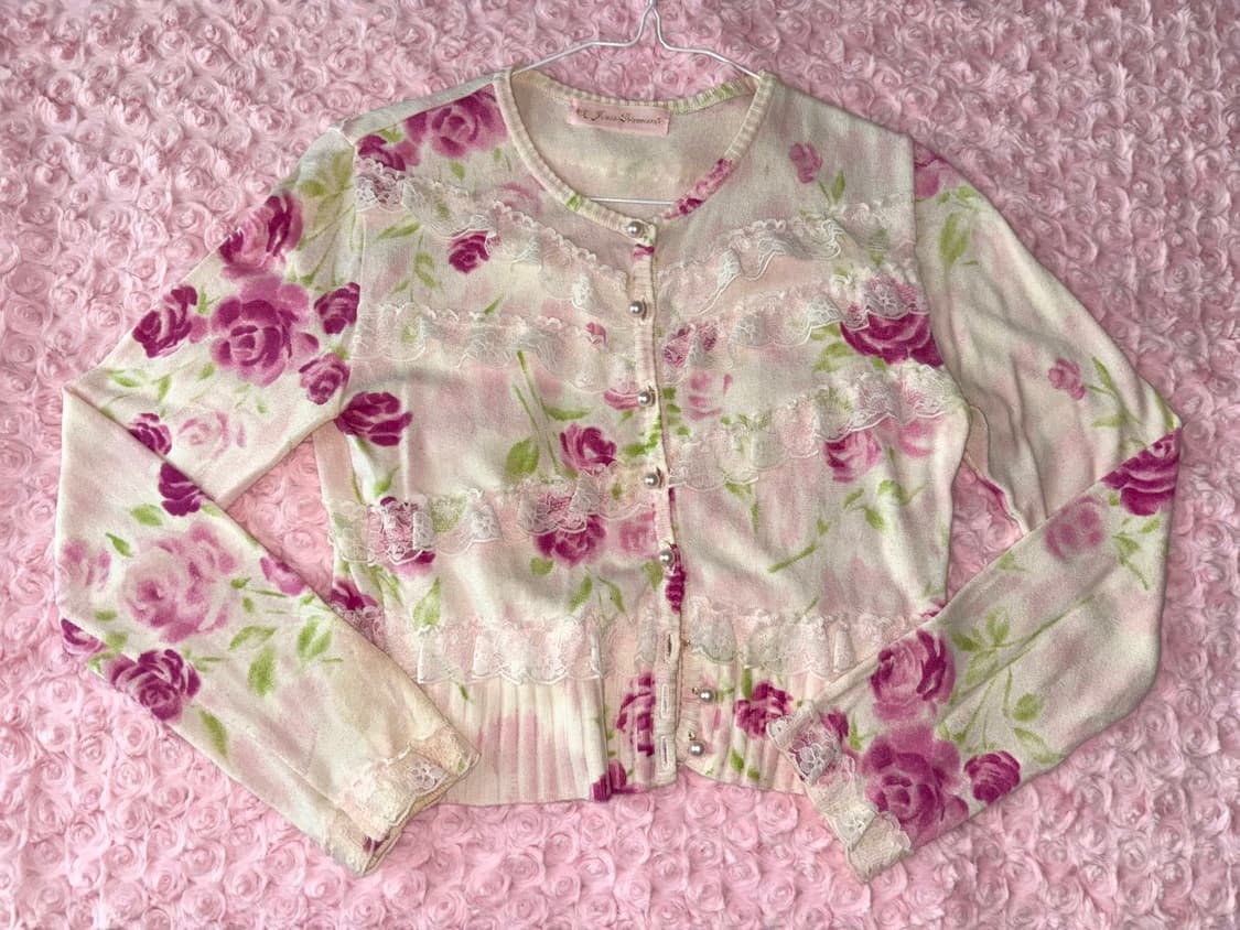 jesus diamante 지저스디아망떼 히메갸루 장미 레이스 가디건 상품이미지1