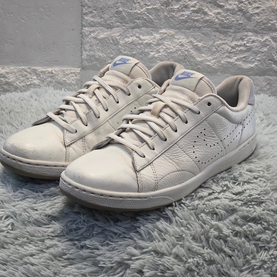 1w-12:나이키 레더 로우 스니커즈 화이트 265cm 상품이미지1
