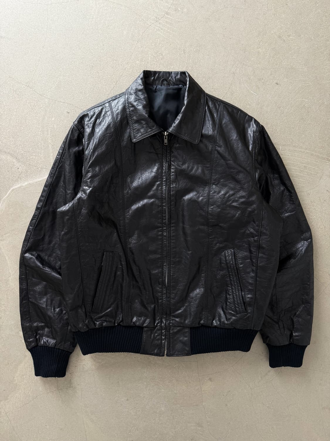 90s Vintage Genuine Leather Bomber Jacke 상품이미지1