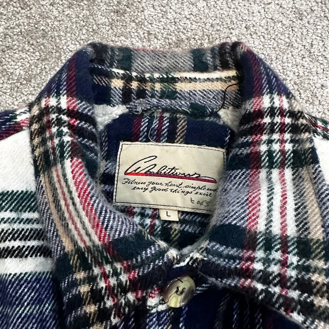 빈티지 체크 플란넬 쉐르파 자켓 셔츠L 상품이미지3