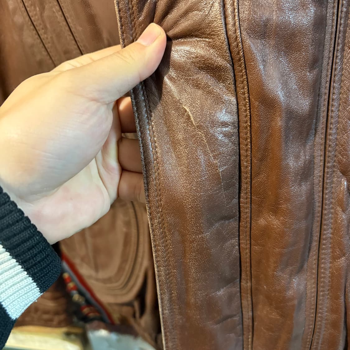 크로커다일 양가죽 봄버 레더자켓 천연가죽 무스탕 상품이미지8