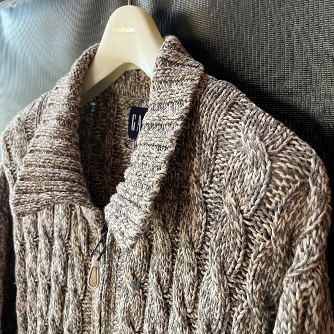 올드갭 홍콩 생산 케이블 니트 집업 2001 FALL 상품이미지4