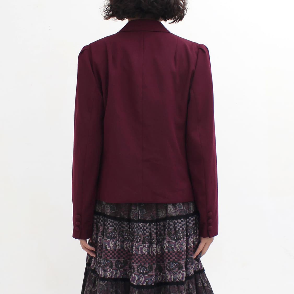 유럽 빈티지 버건디 크롭 자켓 상품이미지10