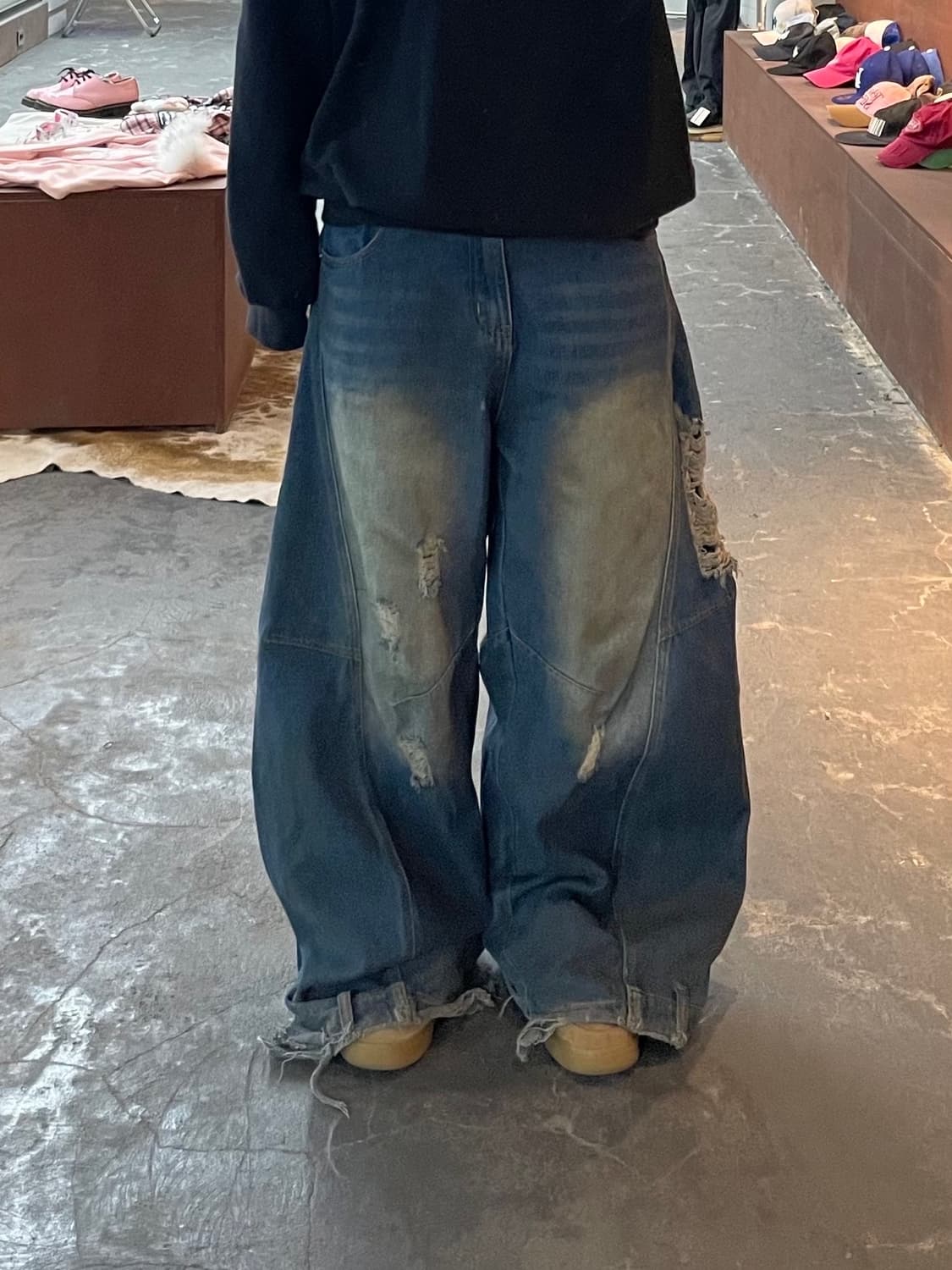 빈티지 데미지 워싱 데님 팬츠 H1869 상품이미지1