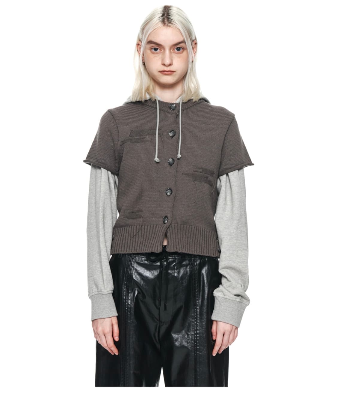 마뗑킴 DAMAGE ROUND HALF CARDIGAN 상품이미지2
