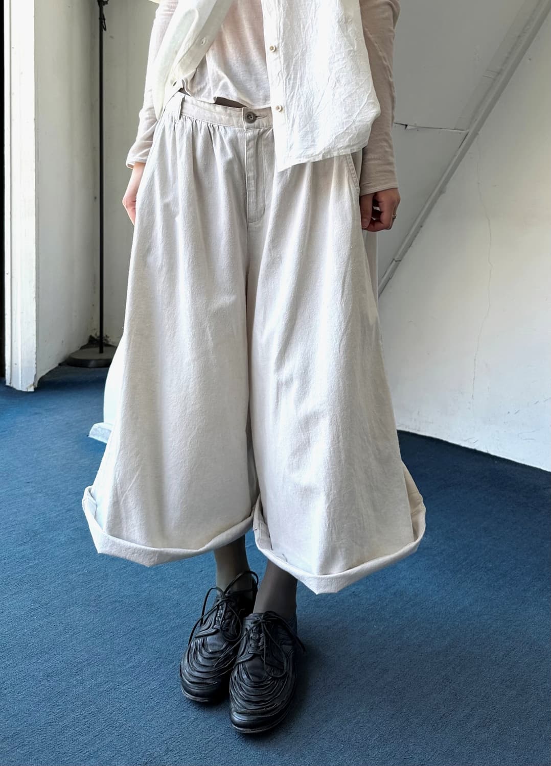 Washed linen rayon banded 3/4 gaucho pan 상품이미지6